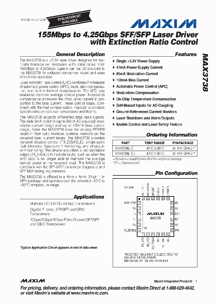MAX3738ETG_2761819.PDF Datasheet