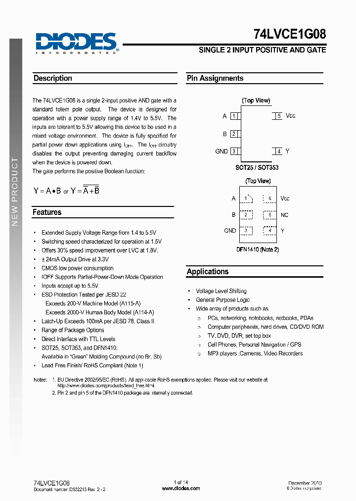 74LVCE1G08SE_2764158.PDF Datasheet