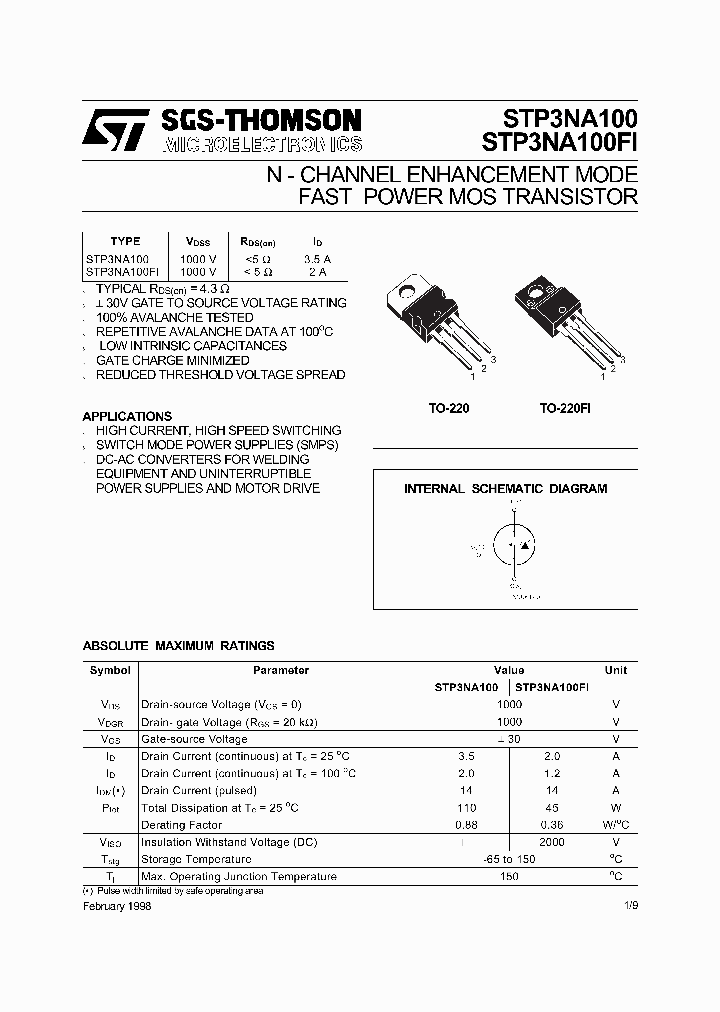 STP3NA100_2768399.PDF Datasheet