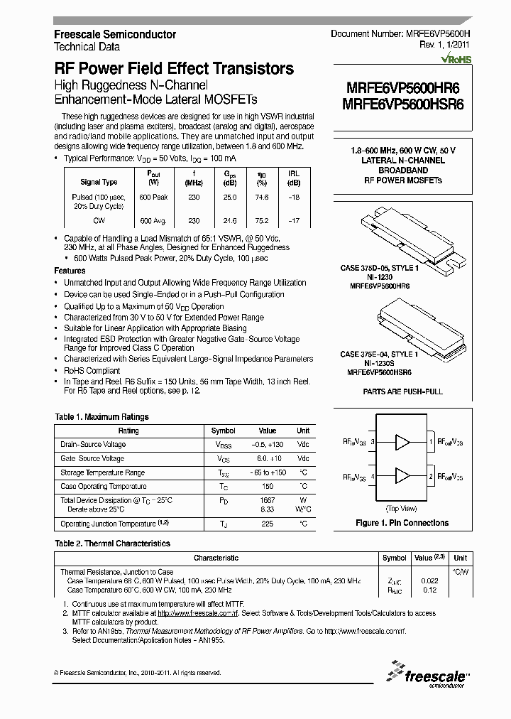 MRFE6VP5600HR611_2769244.PDF Datasheet