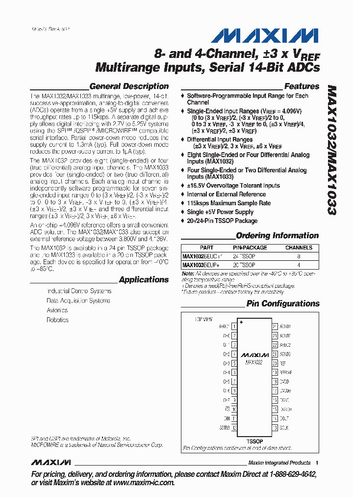 MAX1032BEUG_2775321.PDF Datasheet