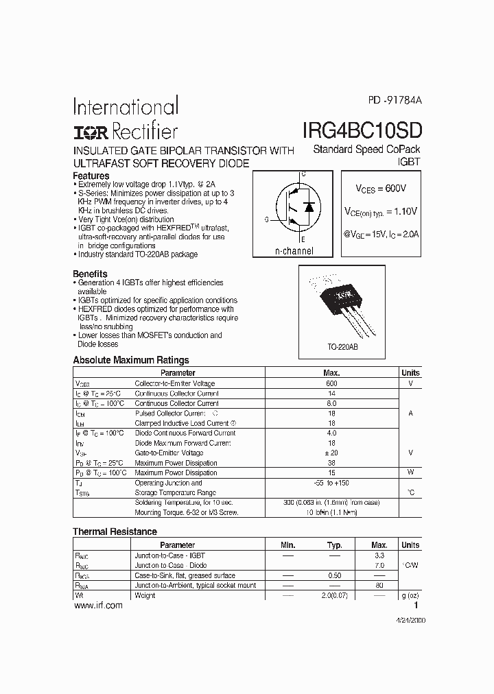 IRG4BC10SD_2780043.PDF Datasheet