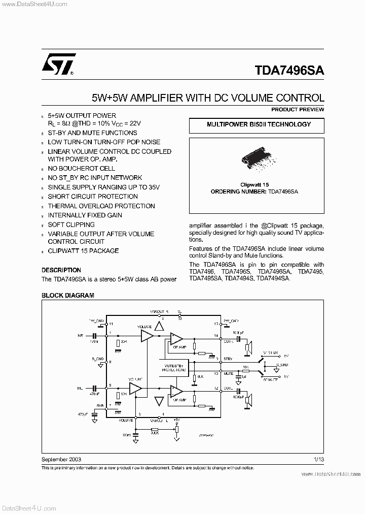 TDA7496SA_2781799.PDF Datasheet