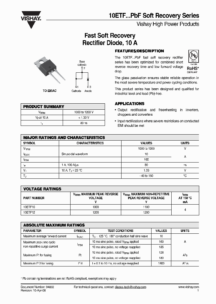 10ETF10PBF_2783230.PDF Datasheet