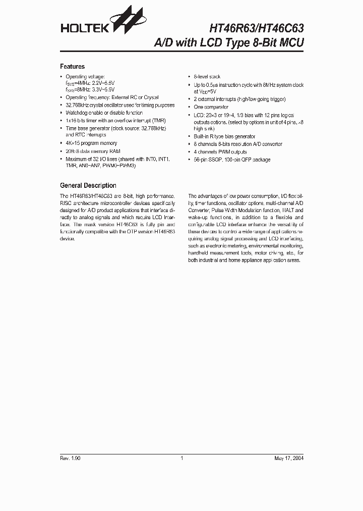 HT46C63-56SSOP-A_2804057.PDF Datasheet