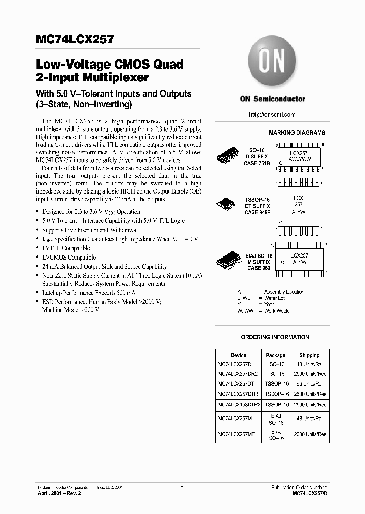 MC74LCX257-D_2809190.PDF Datasheet