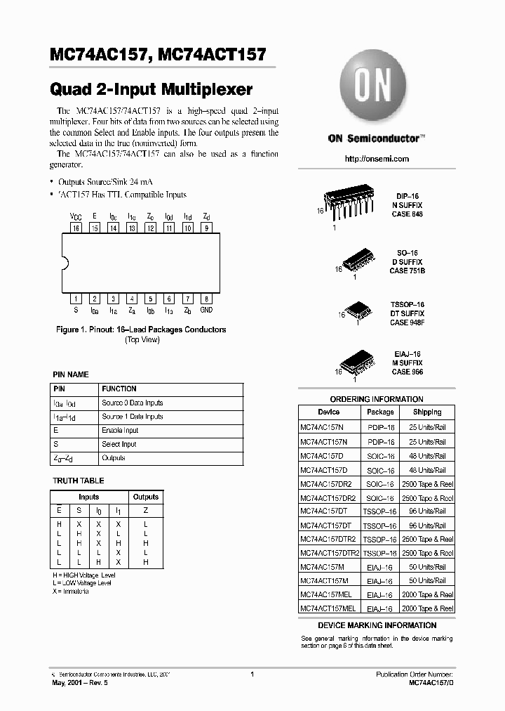 MC74AC157-D_2809187.PDF Datasheet