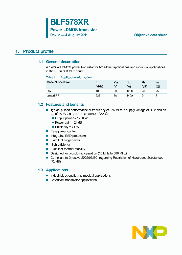 BLF578XR_2813803.PDF Datasheet
