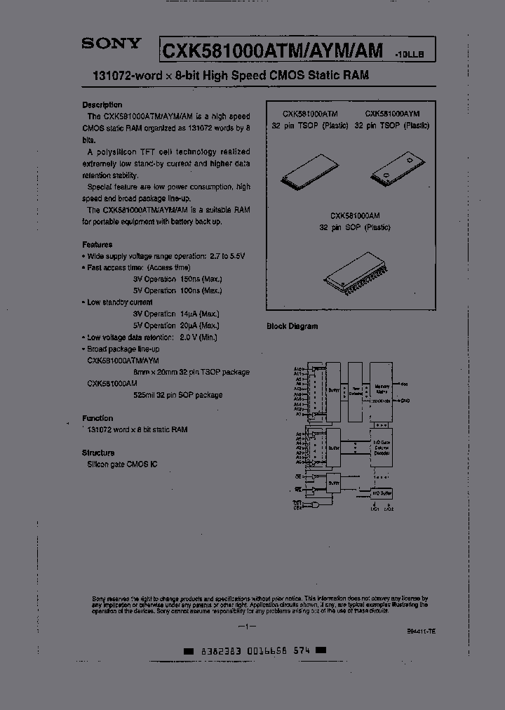 CXK581000AM-10LLB_2814954.PDF Datasheet
