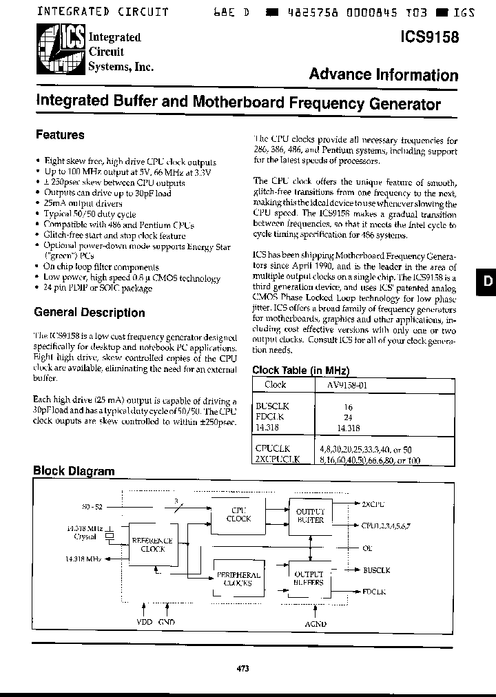 ICS9158-01CW24_2816809.PDF Datasheet