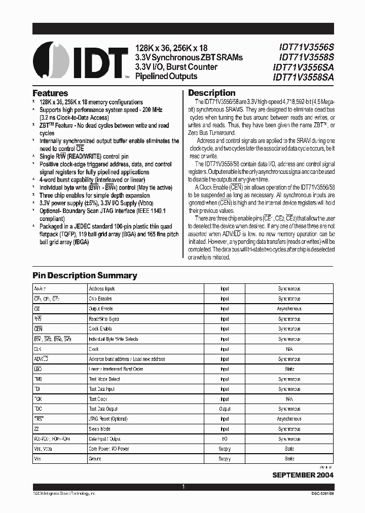 IDT71V3558SA133PFGI_2817789.PDF Datasheet