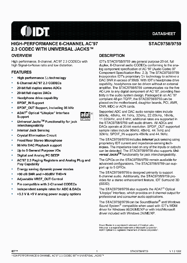STAC9758XXTAEYYX_2818321.PDF Datasheet
