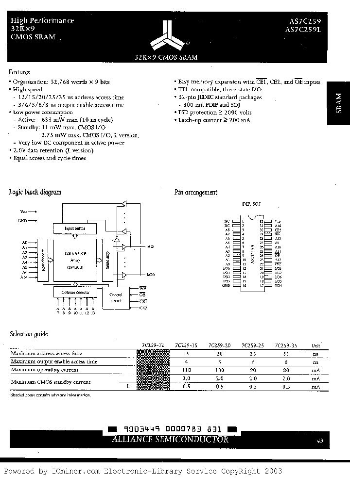 AS7C259L-15JC_2819315.PDF Datasheet