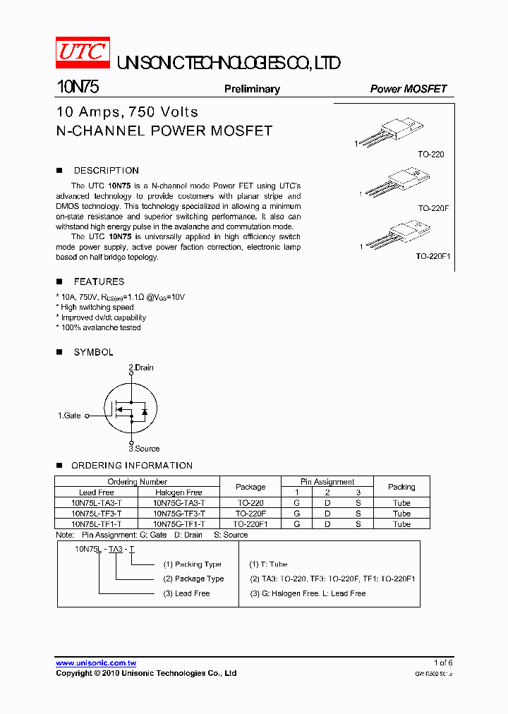 10N75G-TA3-T_2844315.PDF Datasheet