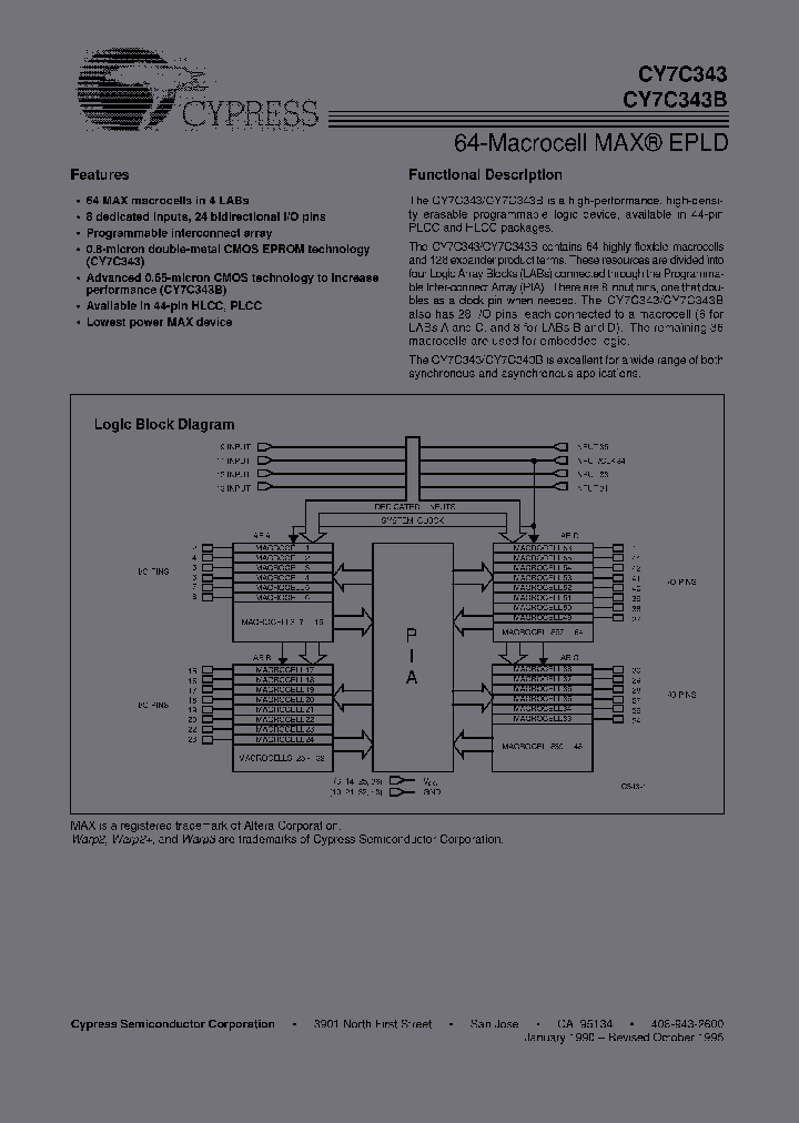 CY7C343B-25HMB_2845229.PDF Datasheet
