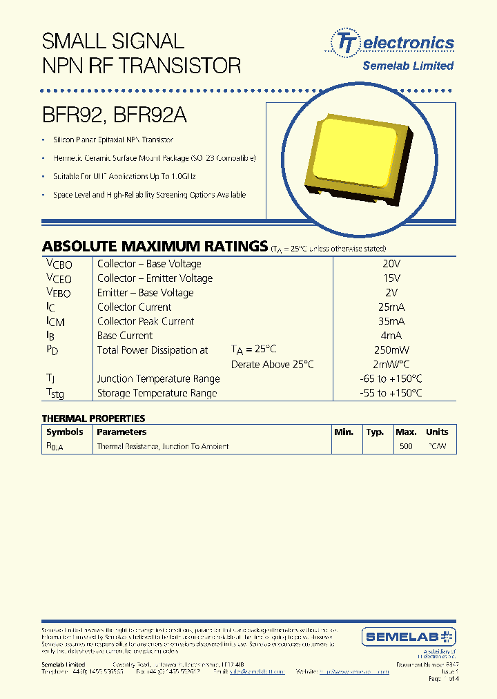 BFR92_2856027.PDF Datasheet