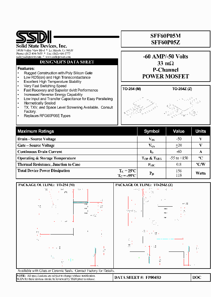 SFF60P05M_2855324.PDF Datasheet