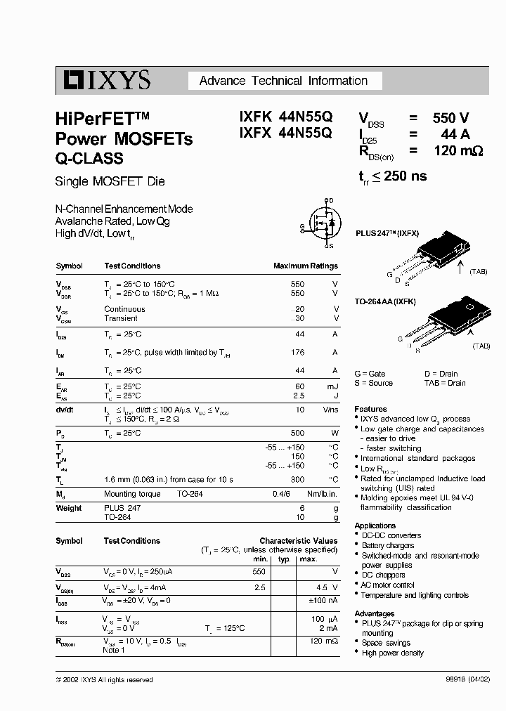 IXFX44N55Q_2864287.PDF Datasheet