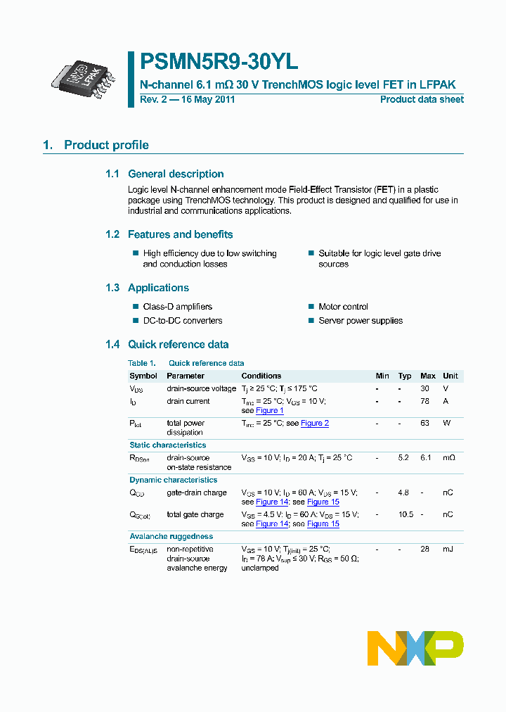 PSMN5R9-30YL_2866467.PDF Datasheet