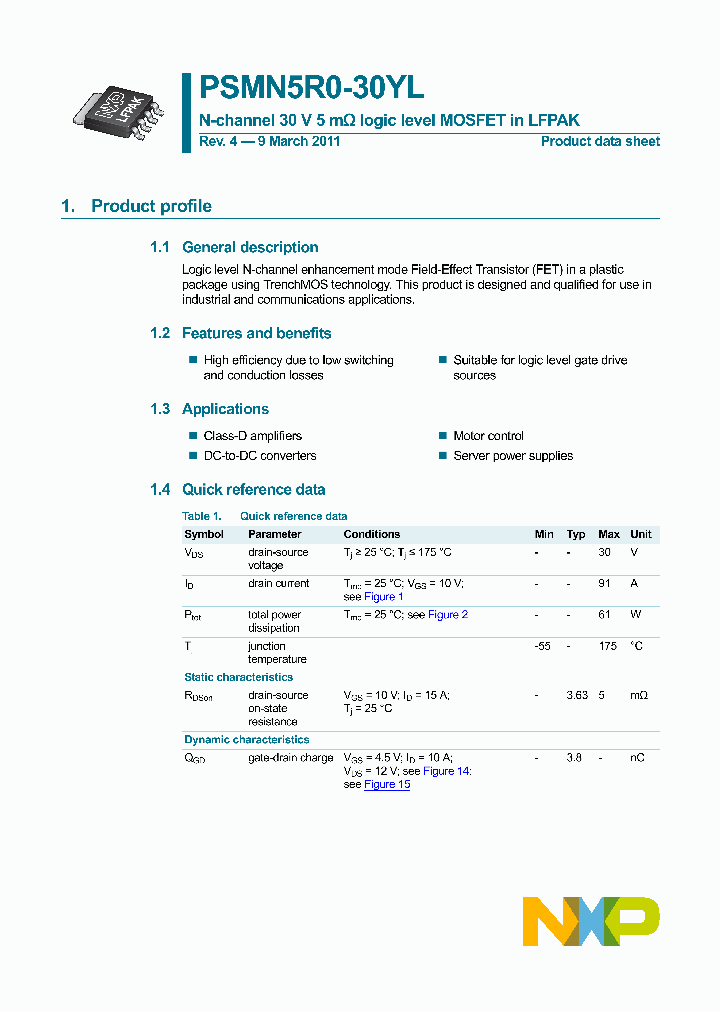 PSMN5R0-30YL_2866465.PDF Datasheet