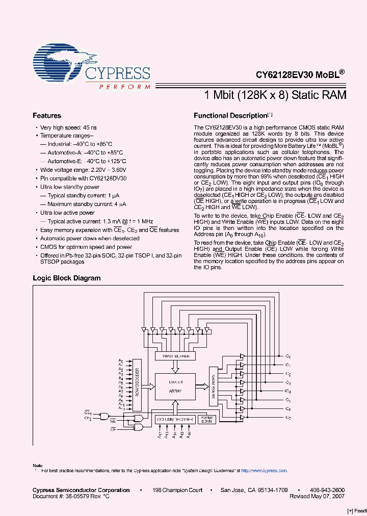 CY62128EV30LL-45SXI_2867429.PDF Datasheet