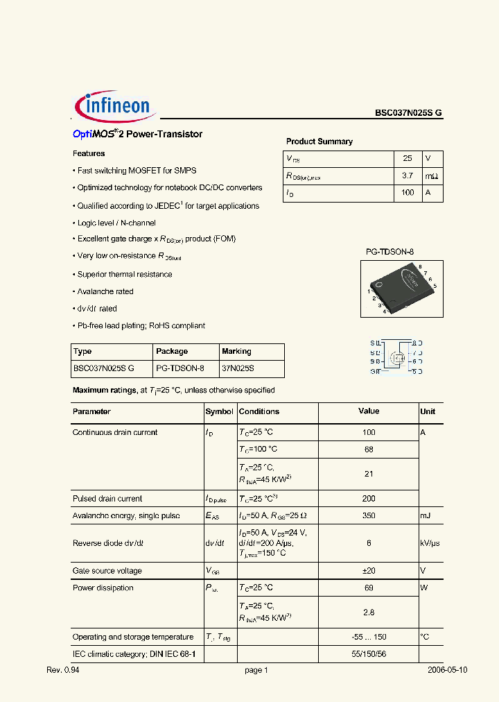 BSC037N025S_2869074.PDF Datasheet