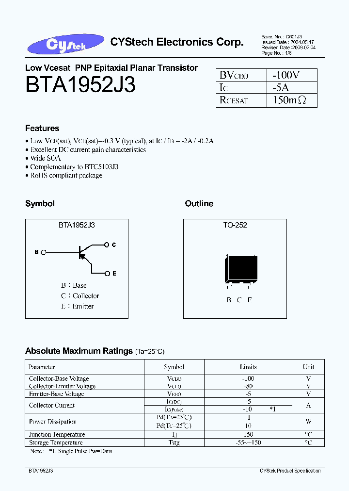 BTA1952J309_2870198.PDF Datasheet