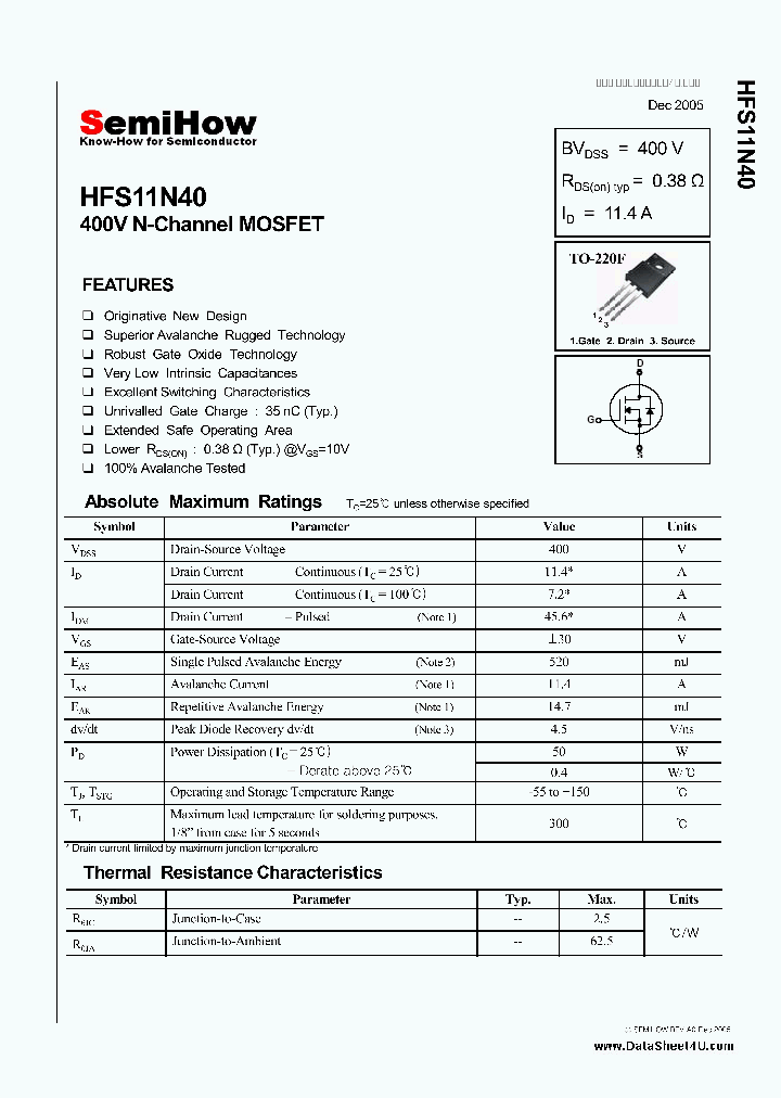 HFS11N40_2870448.PDF Datasheet