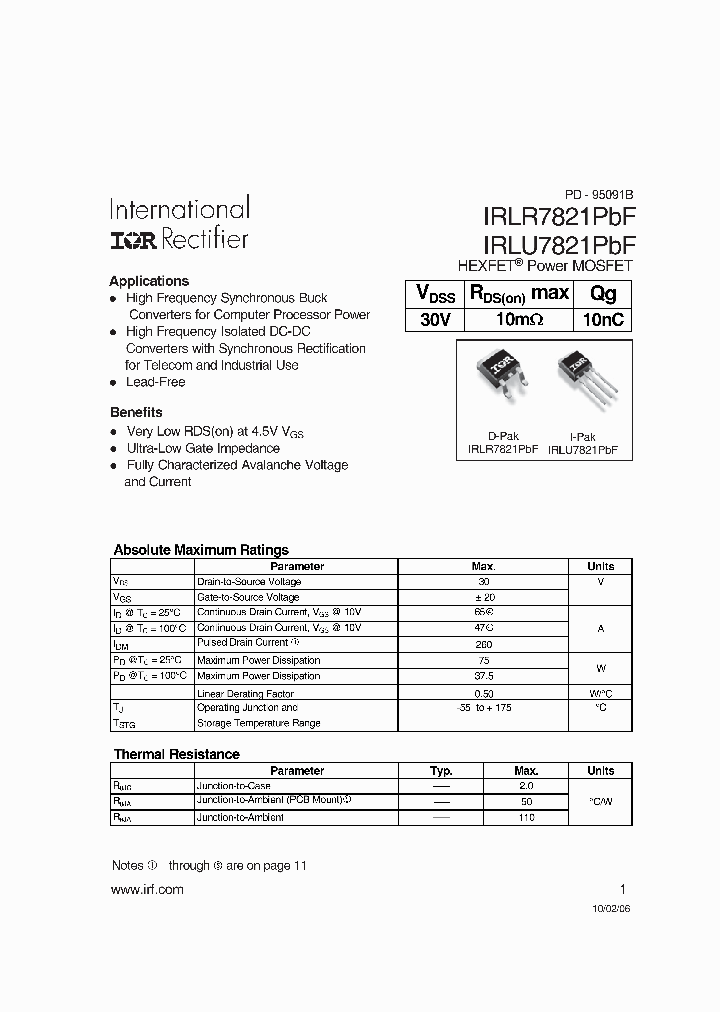 IRLR7821PBF_2878802.PDF Datasheet