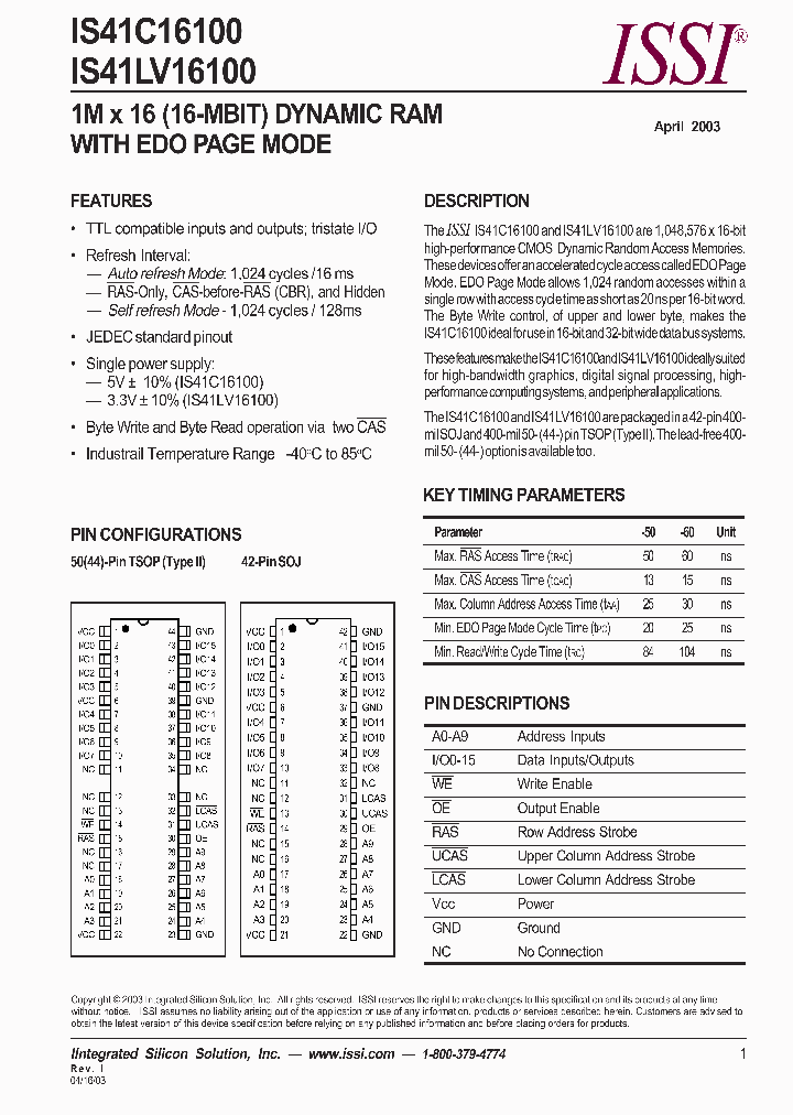 IS41LV16100-50T_2886841.PDF Datasheet