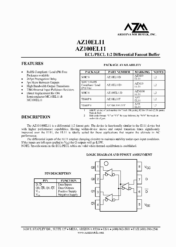 AZ100LVEL11T_2886396.PDF Datasheet