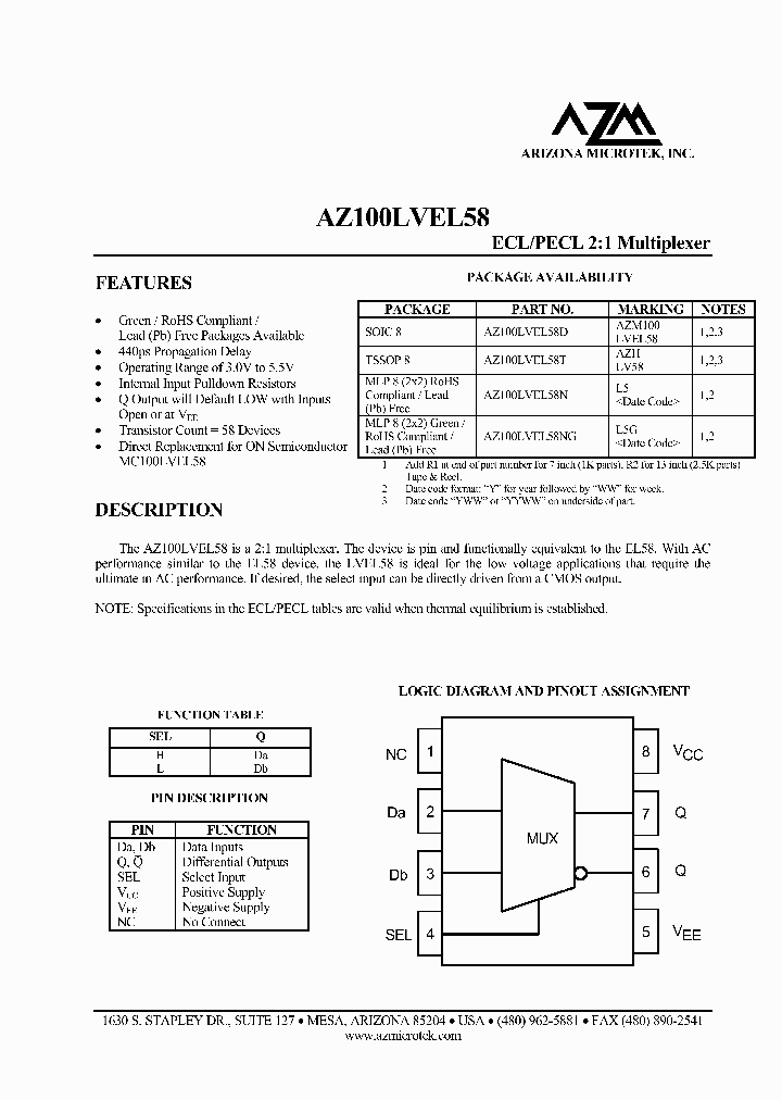 AZ100LVEL58D_2886398.PDF Datasheet