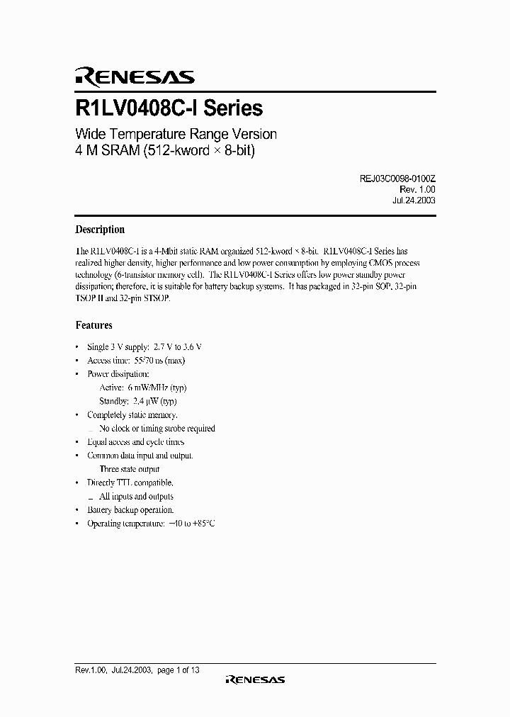 R1LV0408C-I_2886778.PDF Datasheet