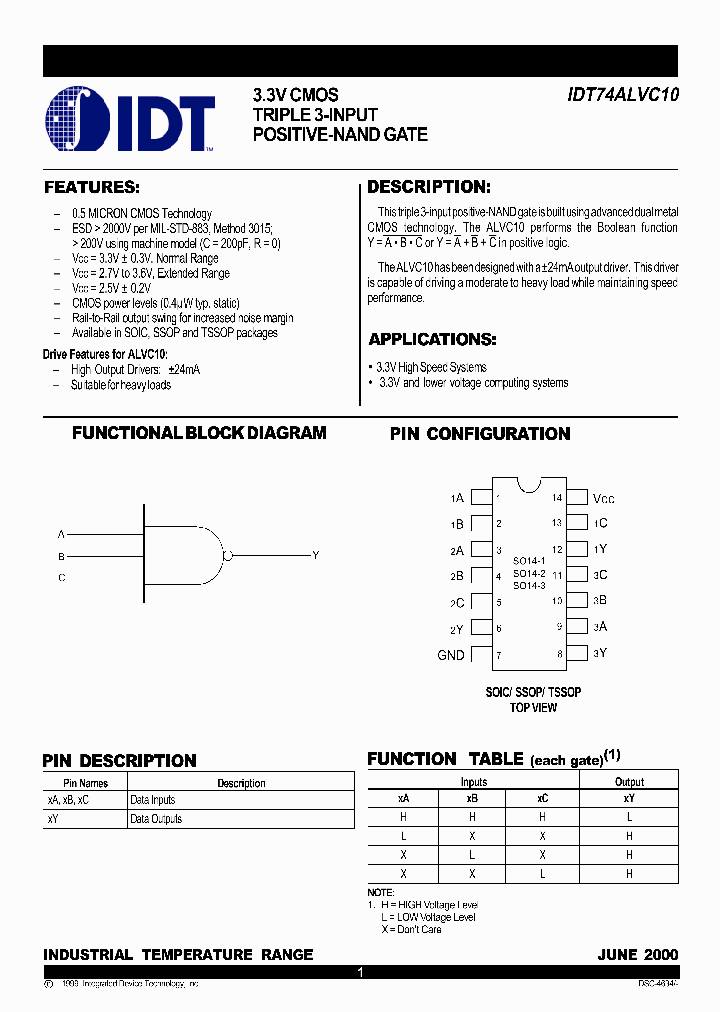 IDT74ALVC10PY_2886252.PDF Datasheet