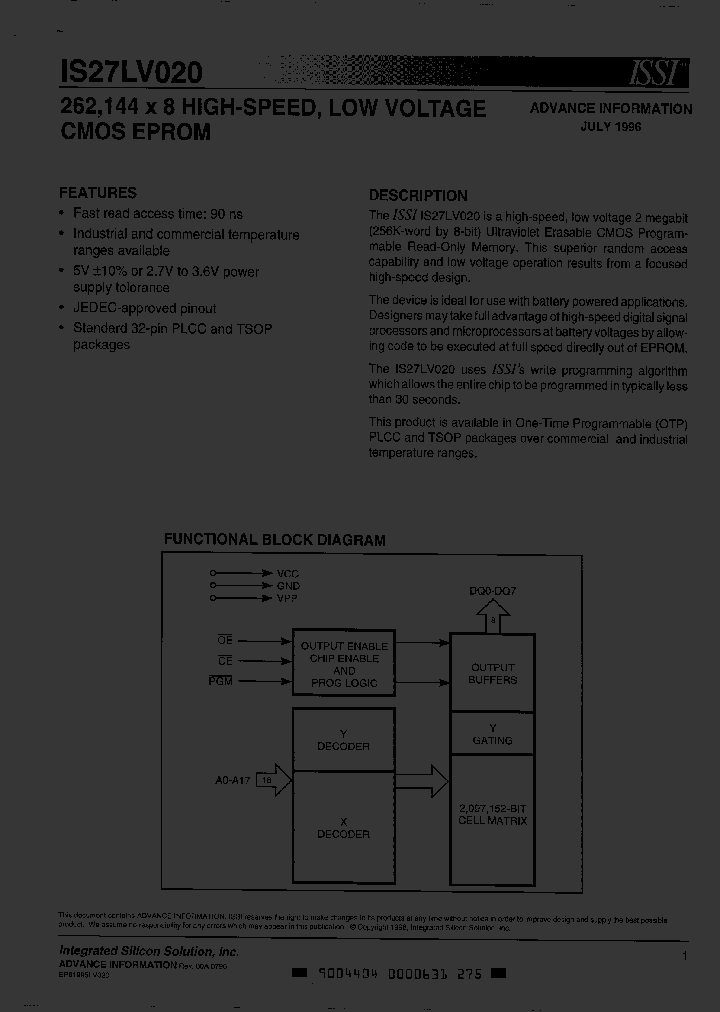 IS27LV020-10PL_2886361.PDF Datasheet