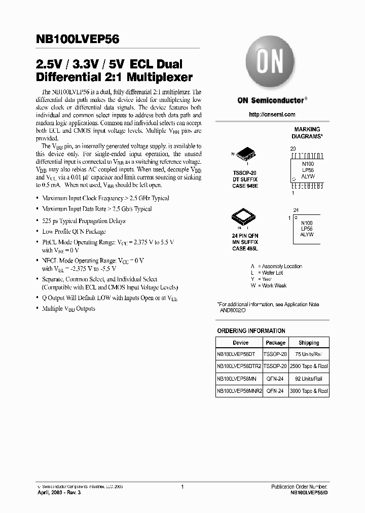 NB100LVEP56D_2885938.PDF Datasheet
