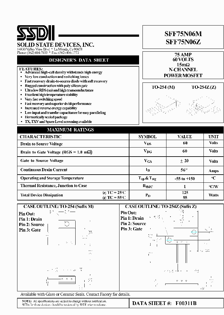 SFF75N06M_2901191.PDF Datasheet