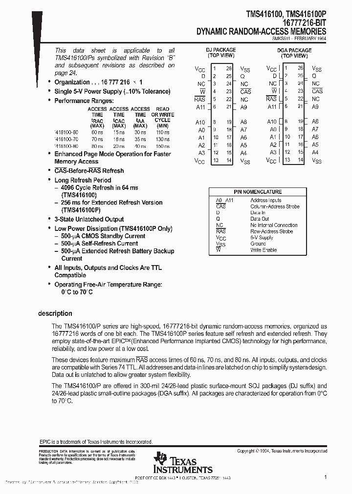 TMS416100-80DGA_2922725.PDF Datasheet