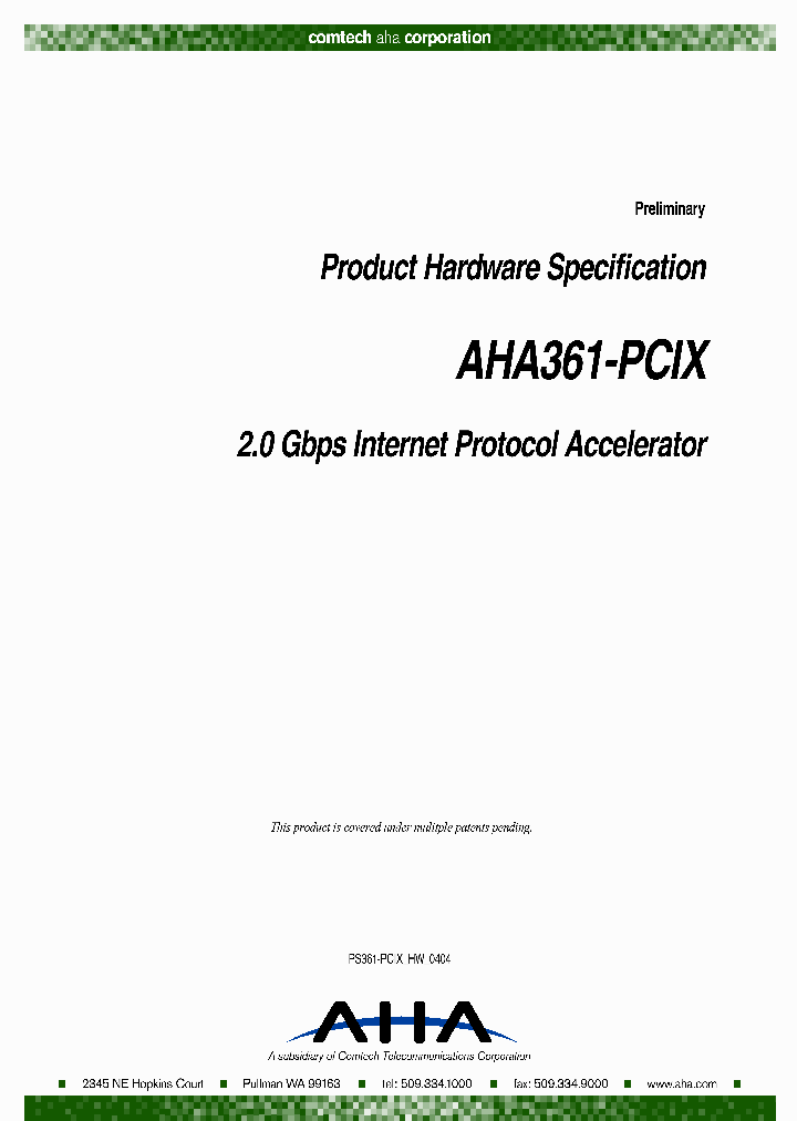 AHA361-PCIX_2923409.PDF Datasheet