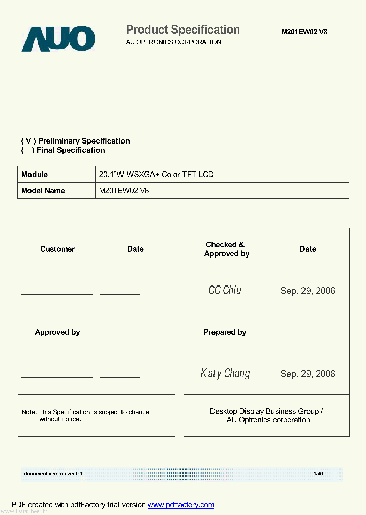 M201EW02_2933674.PDF Datasheet