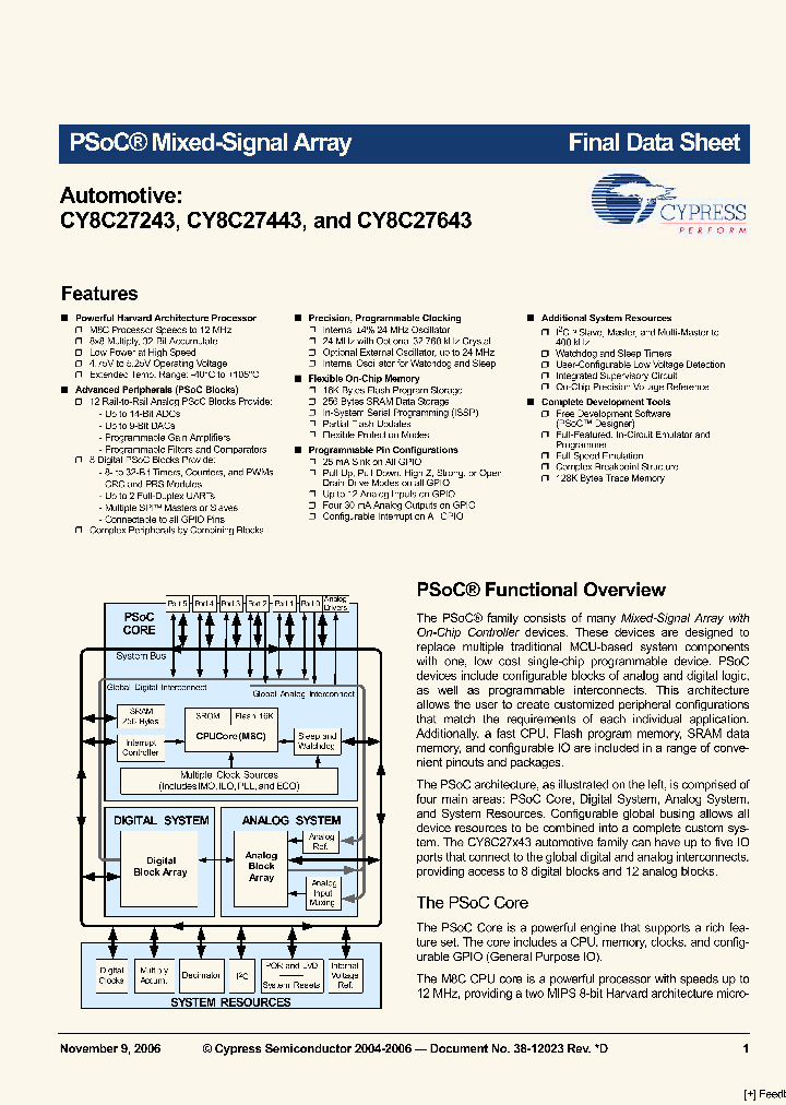 CY8C27643-12PVXET_2947355.PDF Datasheet