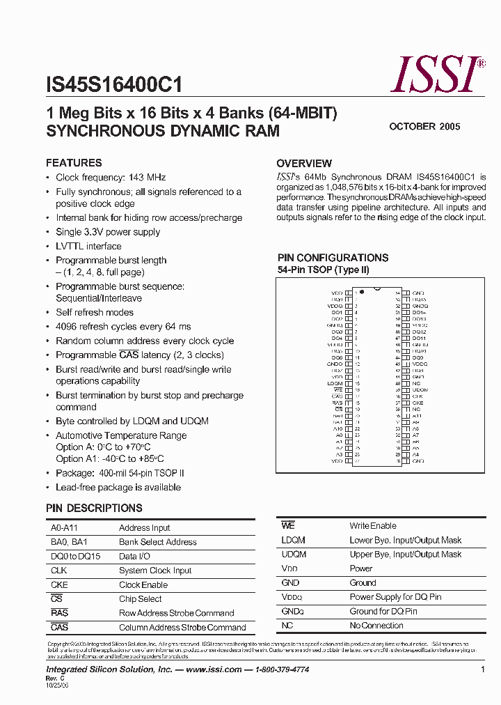 IS45S16400C1-7TA1_2947926.PDF Datasheet