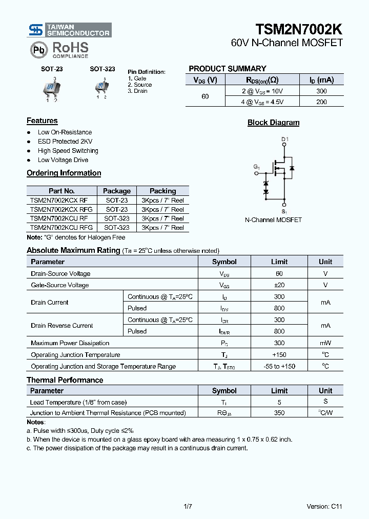 TSM2N7002KCXRFG_2951090.PDF Datasheet