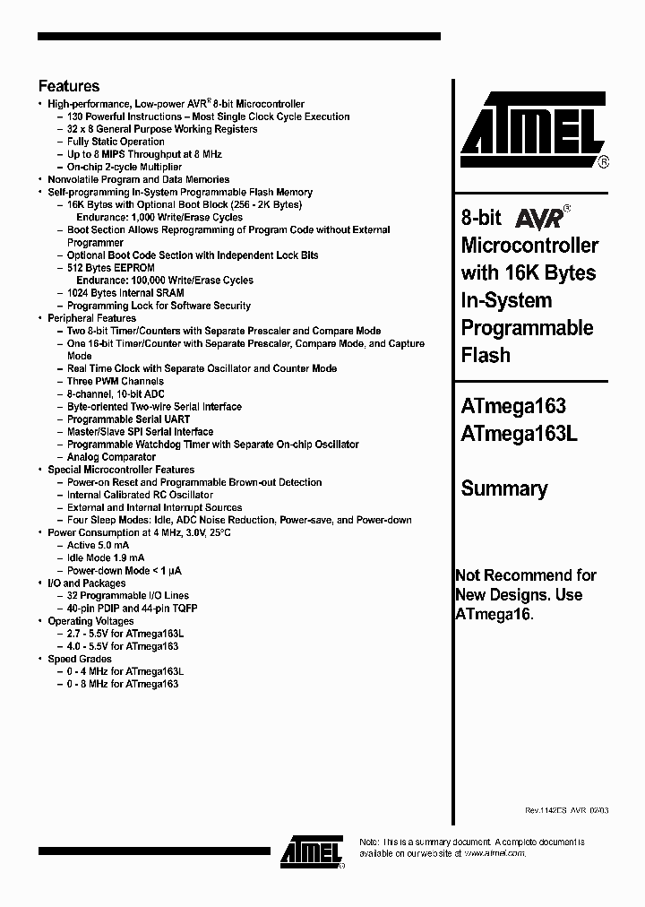 ATMEGA163L_2956809.PDF Datasheet