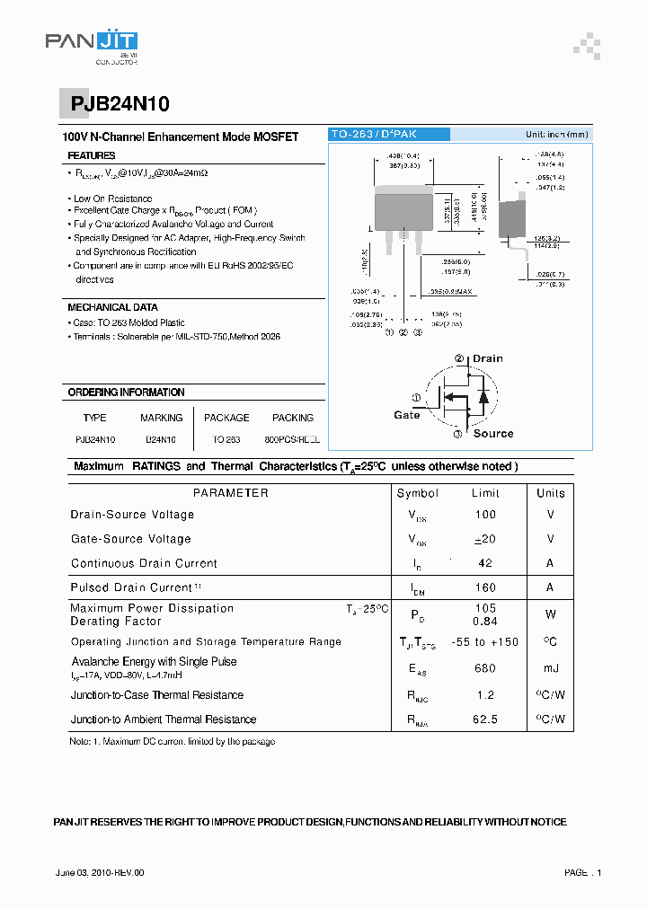 PJB24N10_2958466.PDF Datasheet