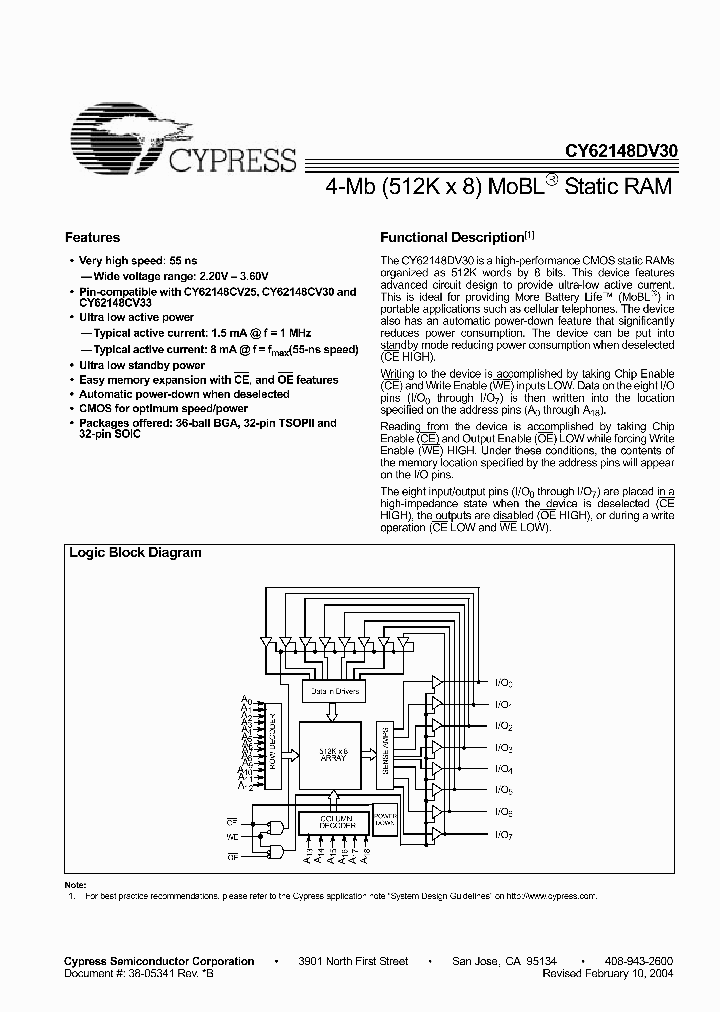 CY62148DV30L-70BVXI_2976630.PDF Datasheet