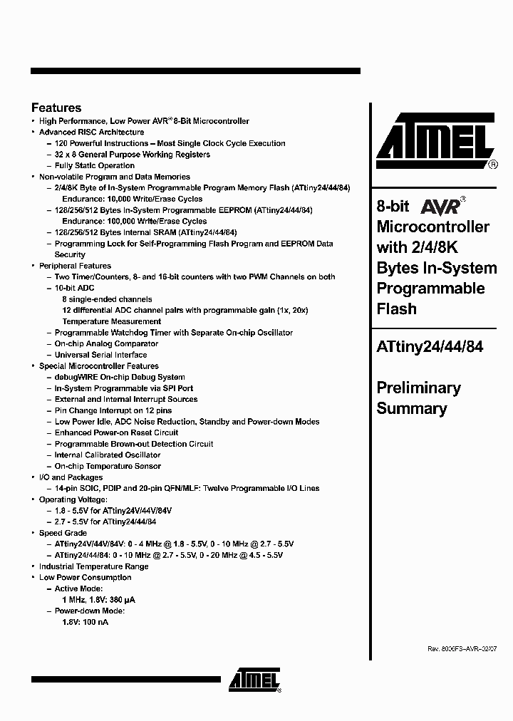 ATTINY24V-10SSU_2987883.PDF Datasheet