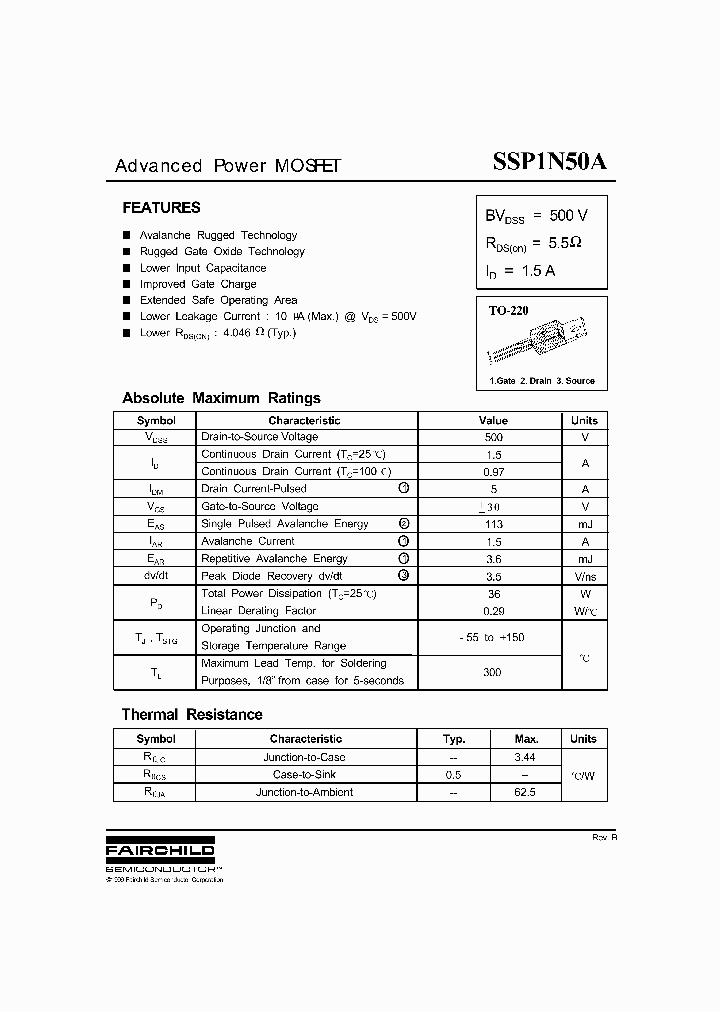 SSP1N50A_2987587.PDF Datasheet