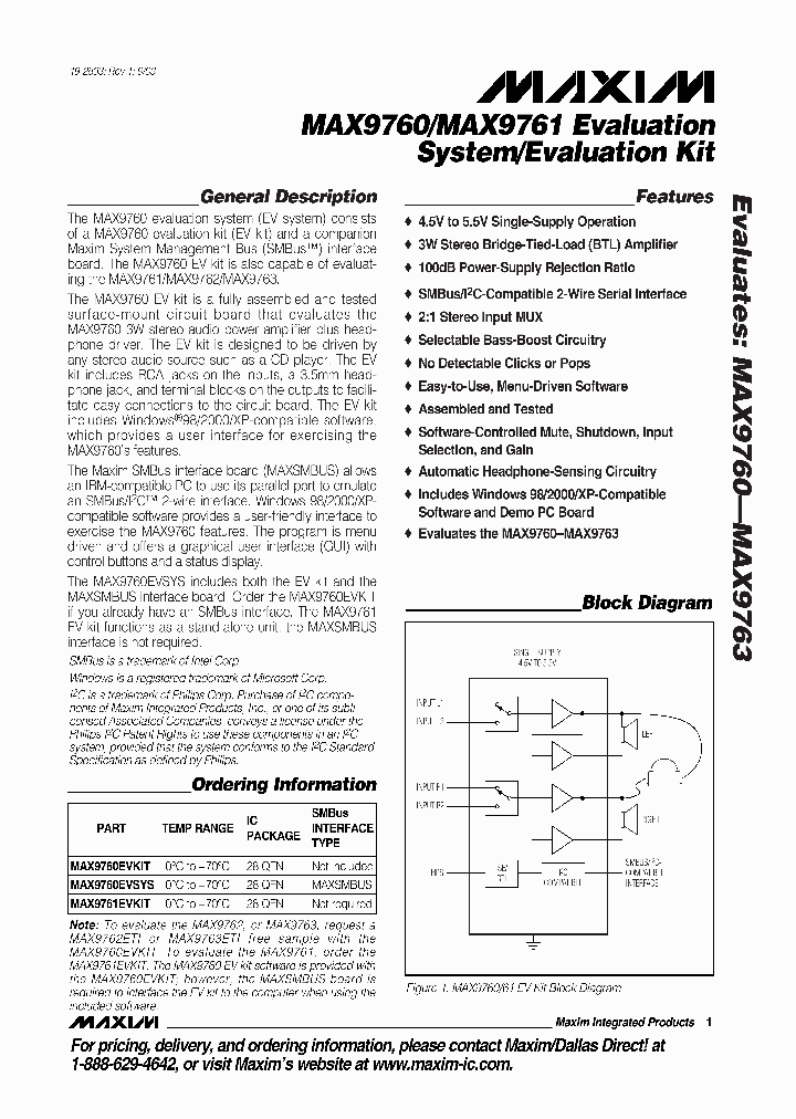 MAX9760EVSYSEVKIT_2994705.PDF Datasheet