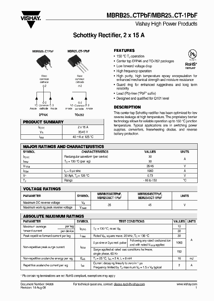 MBR2545CT-1PBF_2997134.PDF Datasheet